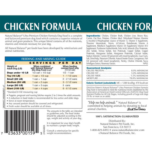 Natural Balance Ultra Premium Chicken Formula Canned Dog Food