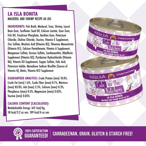 Weruva La Isla Bonita Mackerel and Shrimp Recipe Au Jus Canned Cat Food