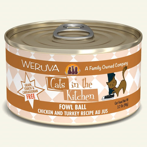 Weruva Cats in the Kitchen Fowl Ball Chicken and Turkey Recipe Au Jus Canned Cat Food