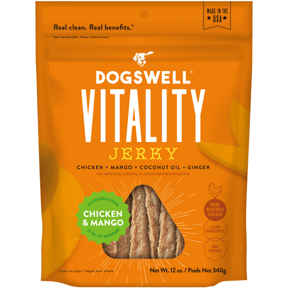 Dogswell Vitality Jerky Treats, Chicken Mango