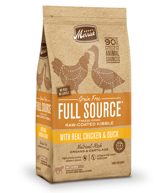 Merrick Full Source Grain Free Raw-Coated Kibble with Real Chicken & Duck Dry Dog Food