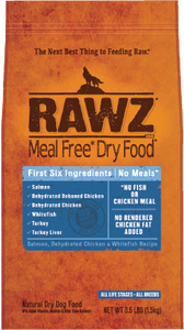 Rawz Salmon, Dehydrated Chicken & Whitefish Recipe Meal Free Dry Dog Food